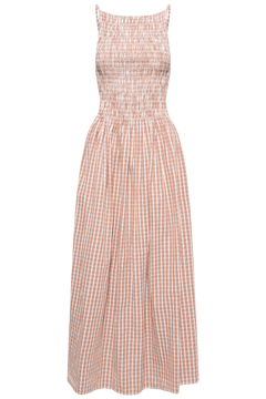 Laia Maxi Dress - Paloma Check Cinnamon White