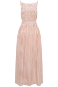 Laia Maxi Dress - Paloma Check Cinnamon White