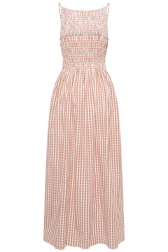 Laia Maxi Dress - Paloma Check Cinnamon White