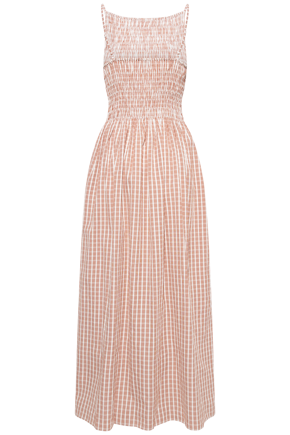 Laia Maxi Dress - Paloma Check Cinnamon White