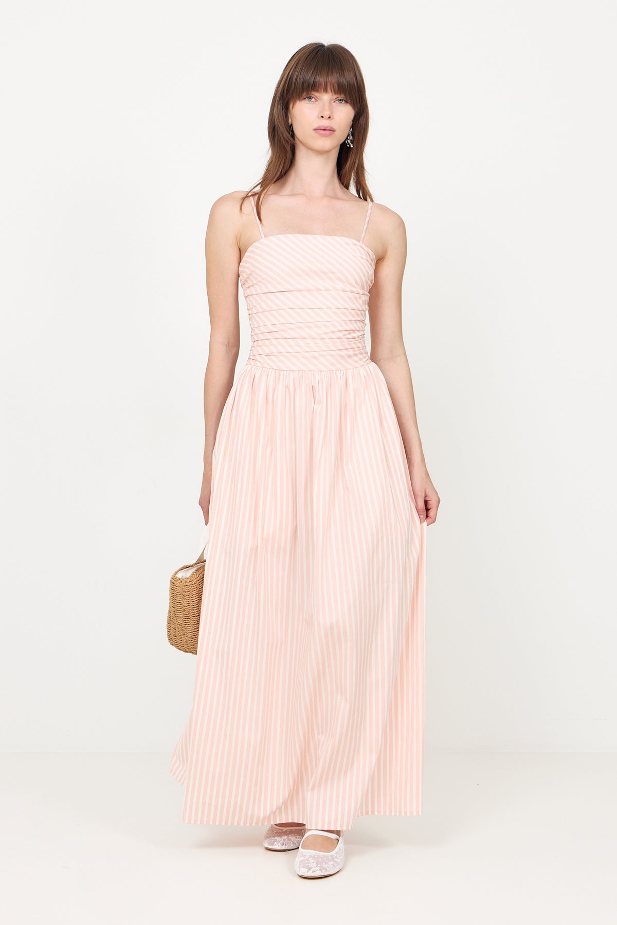 Portlligat Maxi Dress - Carmen Stripe Peony White