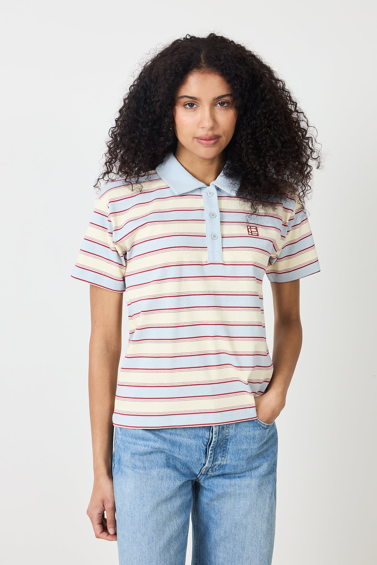 Evelyn Polo Tee - Ocean Stripe
