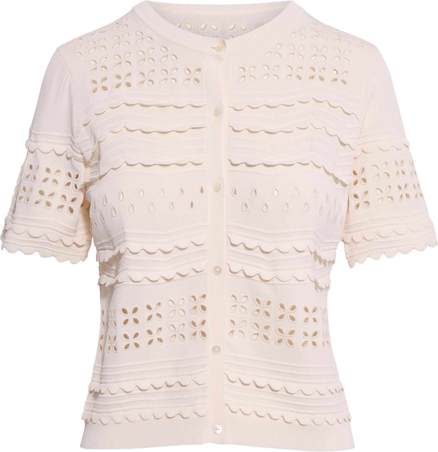Abriana Eyelet Knit Cardigan - Cowrie