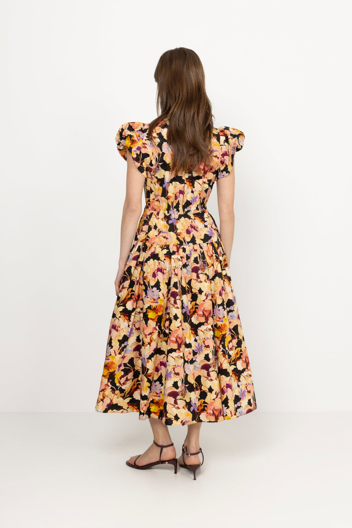 Marin Cotton Midi Dress - Night Bloom