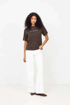 Vilja Ss Printed Tee - Delicioso Bright White