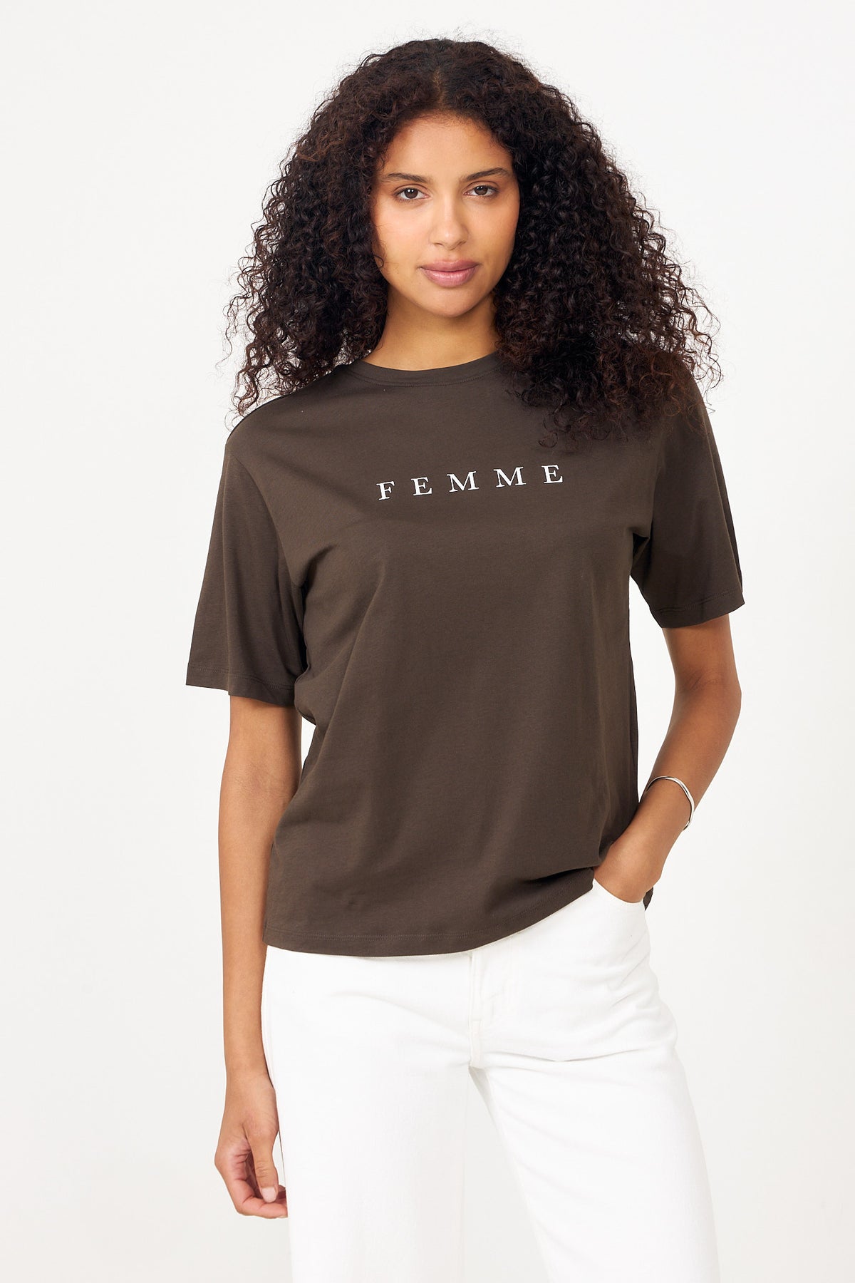 Vilja Ss Printed Tee - Delicioso Bright White