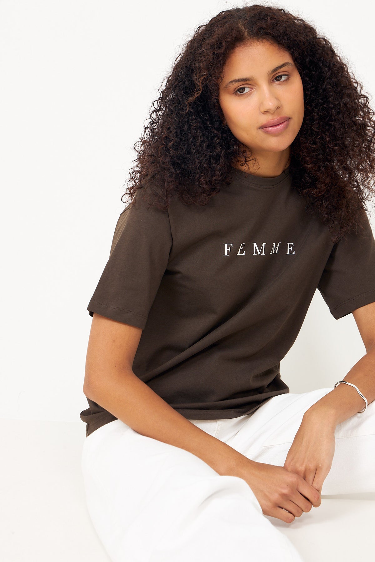 Vilja Ss Printed Tee - Delicioso Bright White