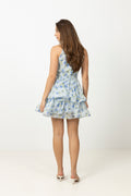 Idun Wave Mini Dress - Light Blue Floral