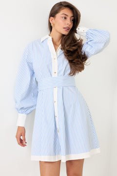 Linnea Stripe Shirt Dress - Light Blue Stripe
