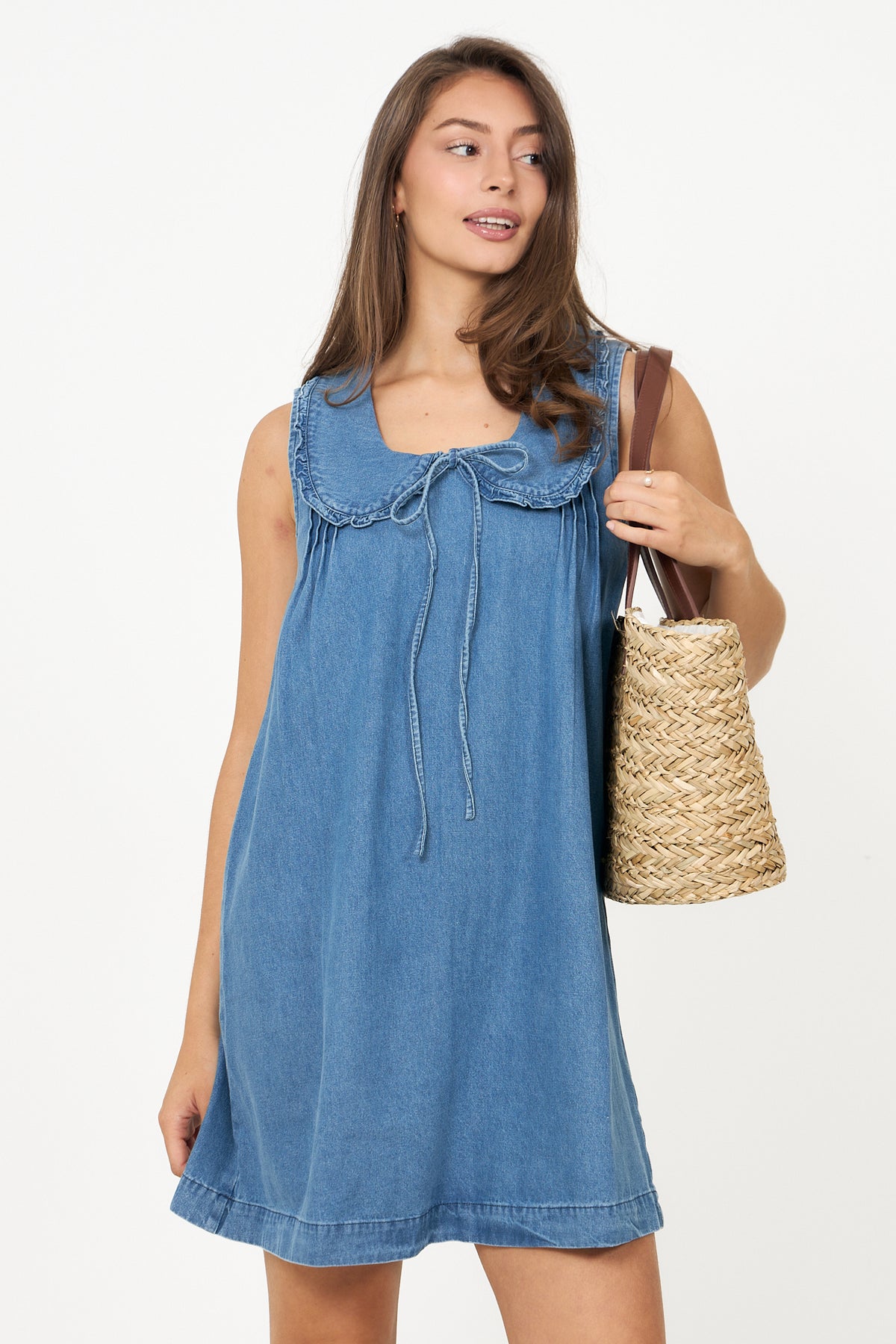 Hedda Denim Mini Dress - Blue