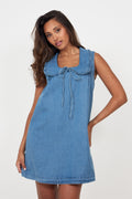 Hedda Denim Mini Dress - Blue