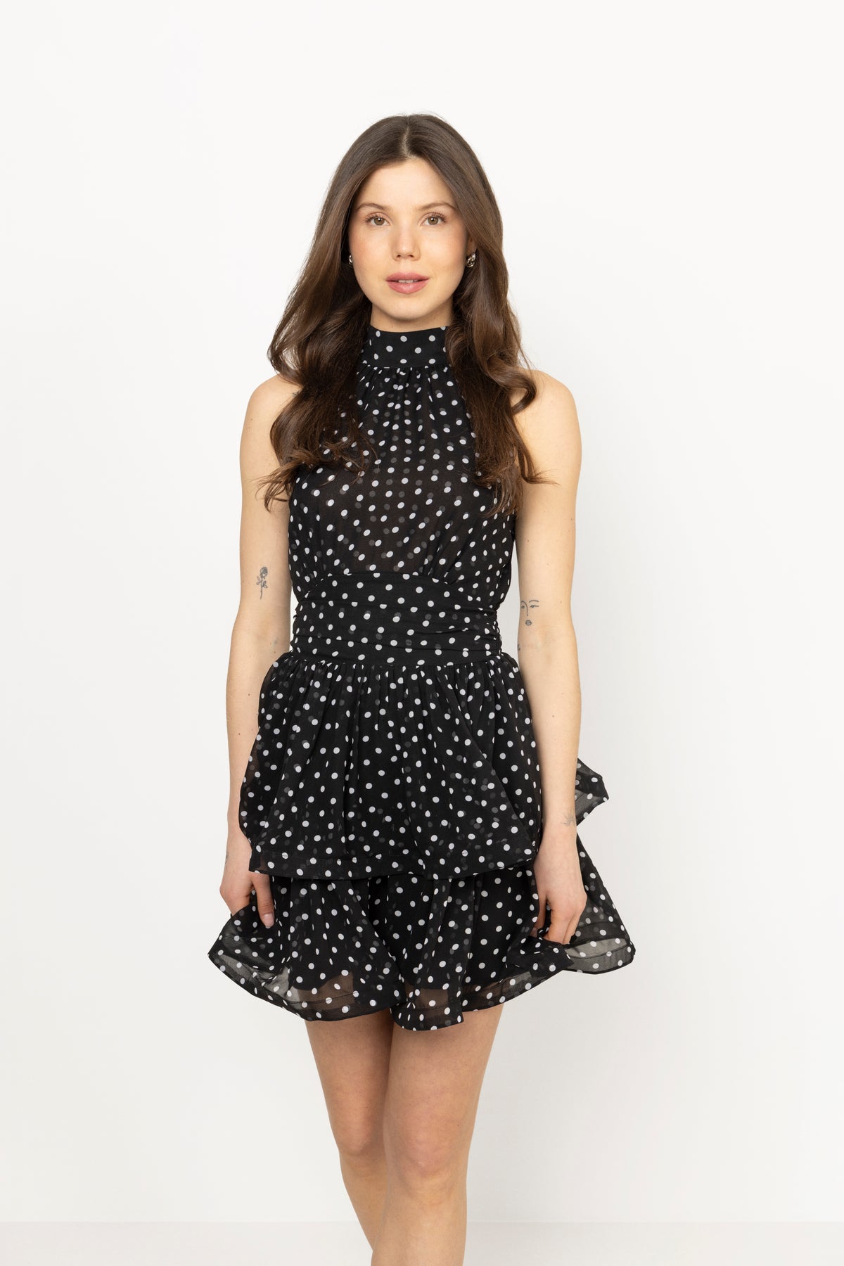 Idun Polka Dot Mini Dress - Black Dot
