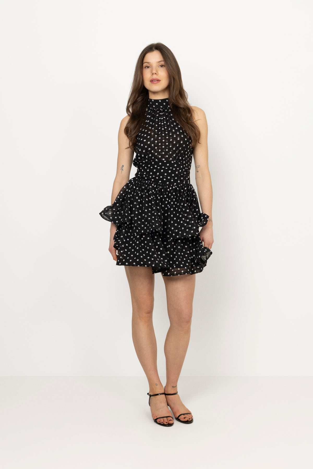 Idun Polka Dot Mini Dress - Black Dot
