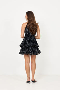 Idun Polka Dot Mini Dress - Black Dot