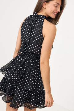 Idun Polka Dot Mini Dress - Black Dot