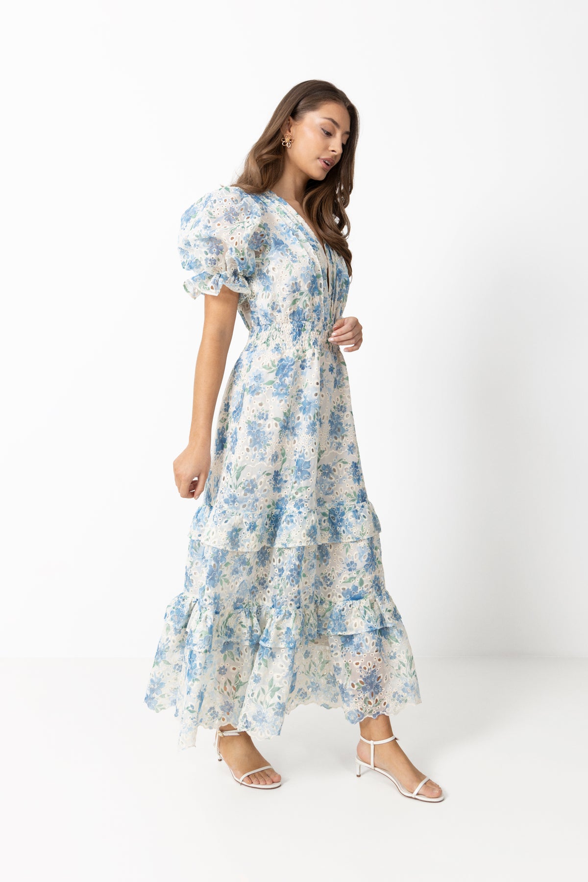 Nanni Flower Maxi Dress - Blue Flower