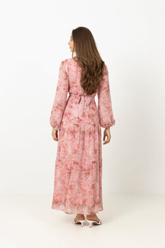 Hedvig Chiffon Maxi Dress - Pink Floral