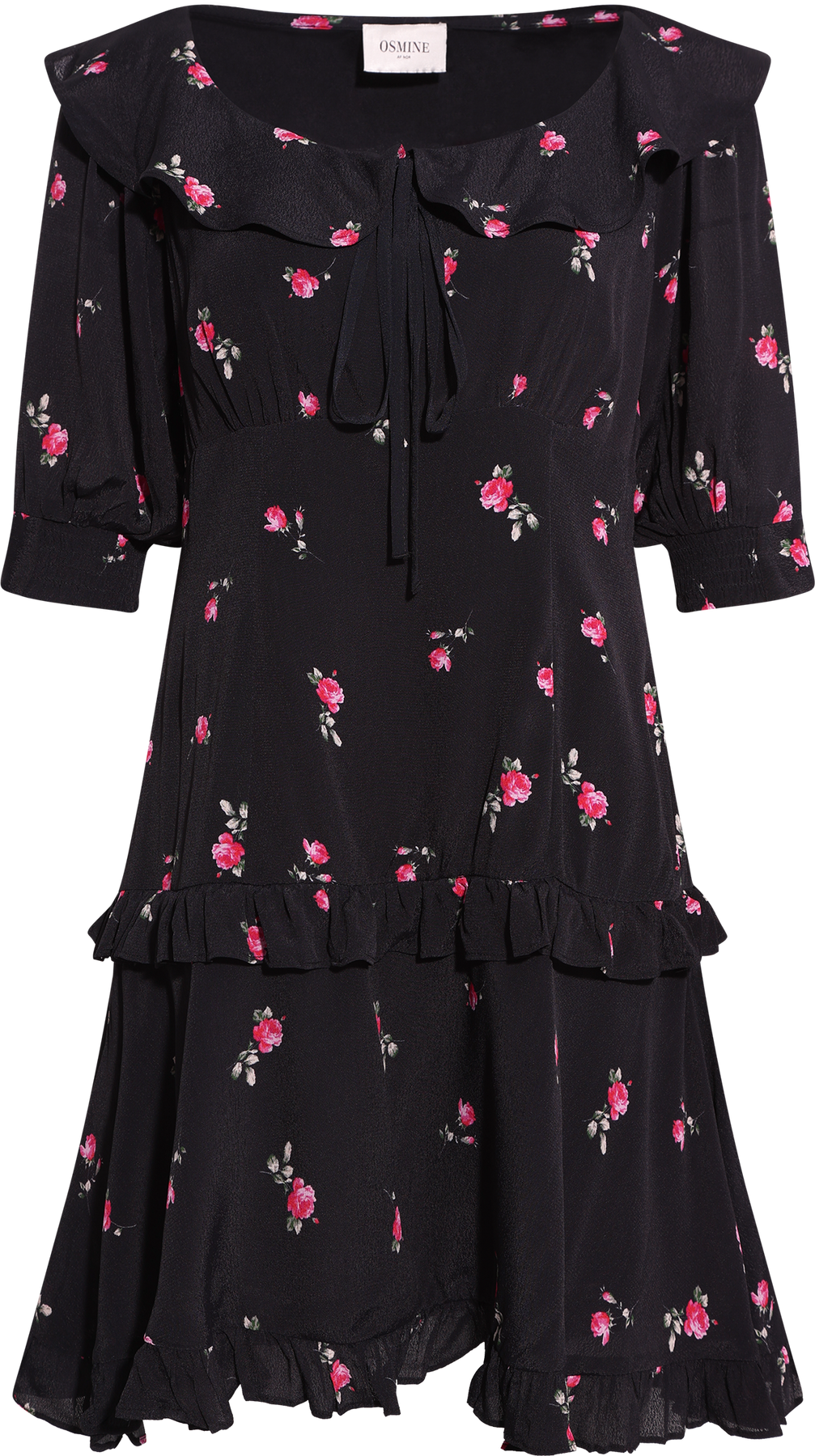 Ilse Flower Mini Dress - Black Pink