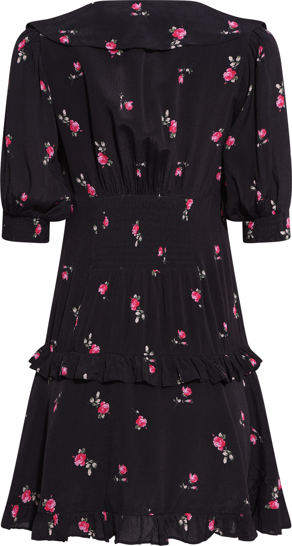 Ilse Flower Mini Dress - Black Pink