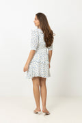 Ilse Floral Mini Dress - Blue/White