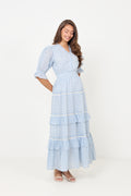 Vera Cotton Flower Dress - Blue Flower