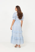 Vera Cotton Flower Dress - Blue Flower