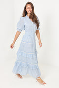 Vera Cotton Flower Dress - Blue Flower