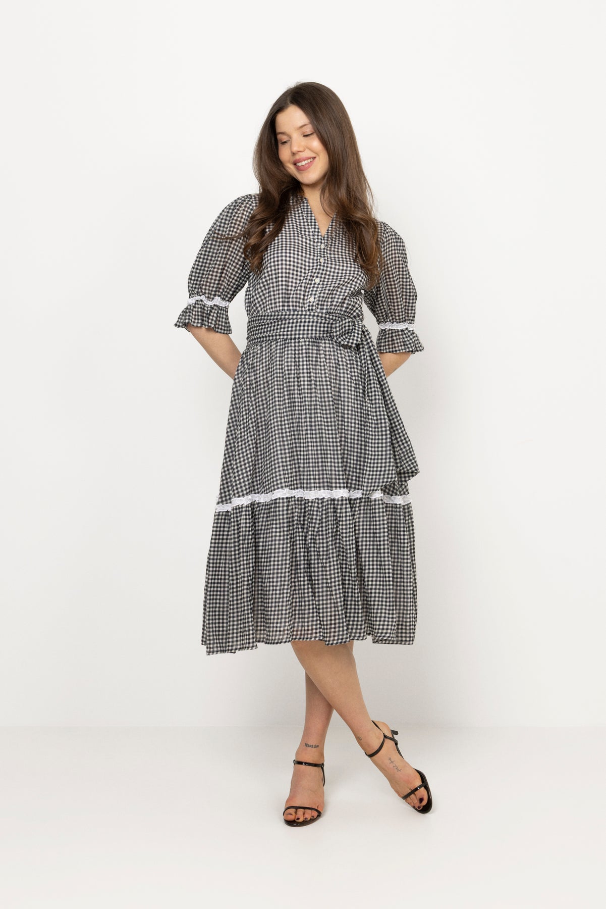 Gertrude Gingham Dress - Black/White