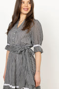 Gertrude Gingham Dress - Black/White