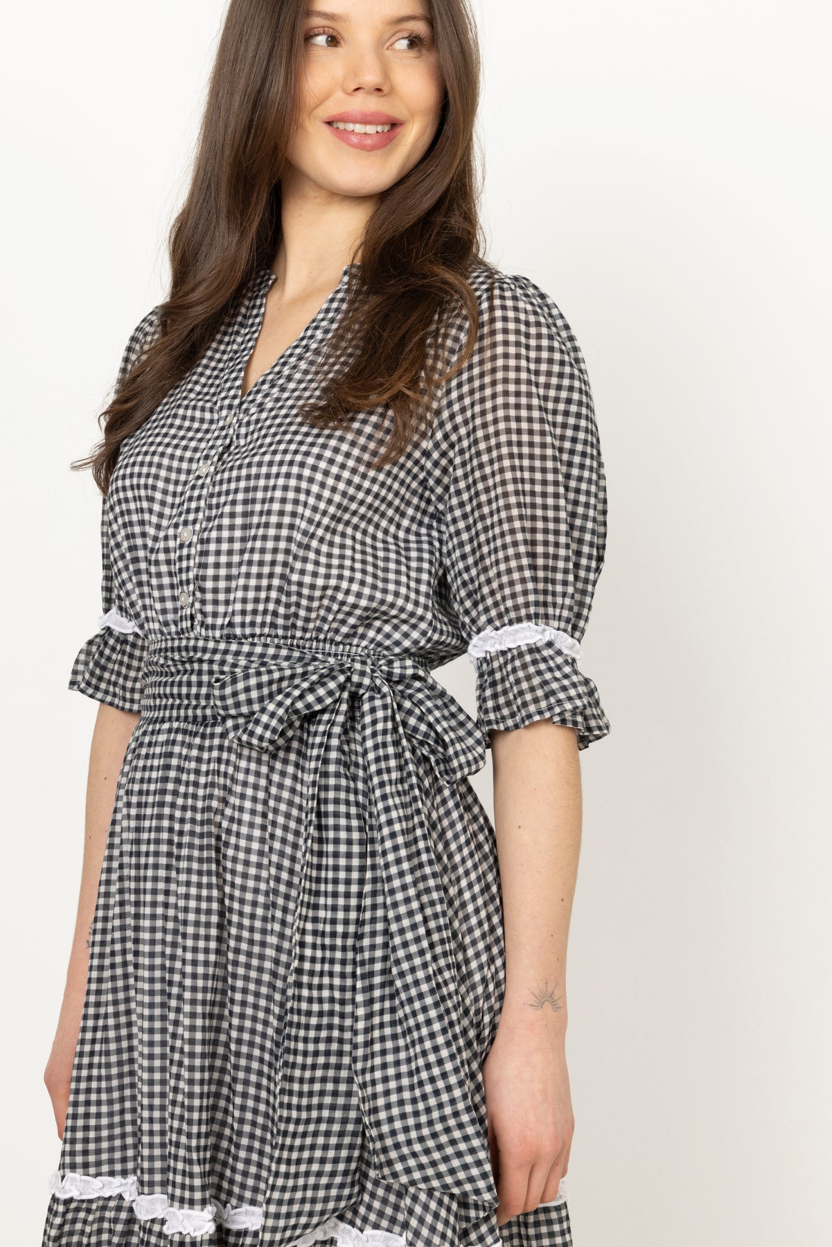 Gertrude Gingham Dress - Black/White