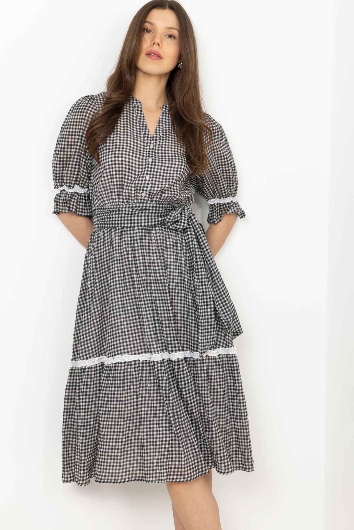 Gertrude Gingham Dress - Black/White