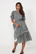 Gertrude Gingham Dress - Black/White