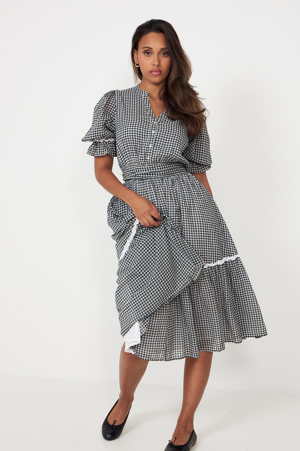 Gertrude Gingham Dress - Black/White