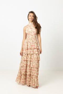Ingalu Dreamy Floral Dress - Rose/Beige