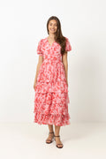 Jade Goddess Midi Dress - Pink/Red