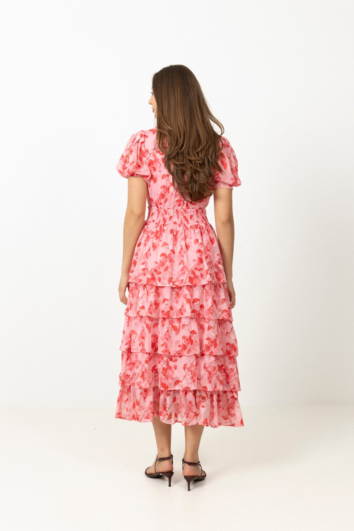 Jade Goddess Midi Dress - Pink/Red