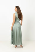 Martine Satin Maxi Dress - Sage Green