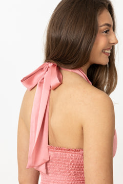 Ingalu Satin Lace Maxi Dress - Coral