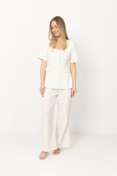 Elida Linen Blazer - White