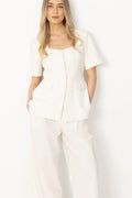 Elida Linen Blazer - White