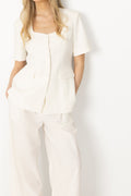 Elida Linen Blazer - White