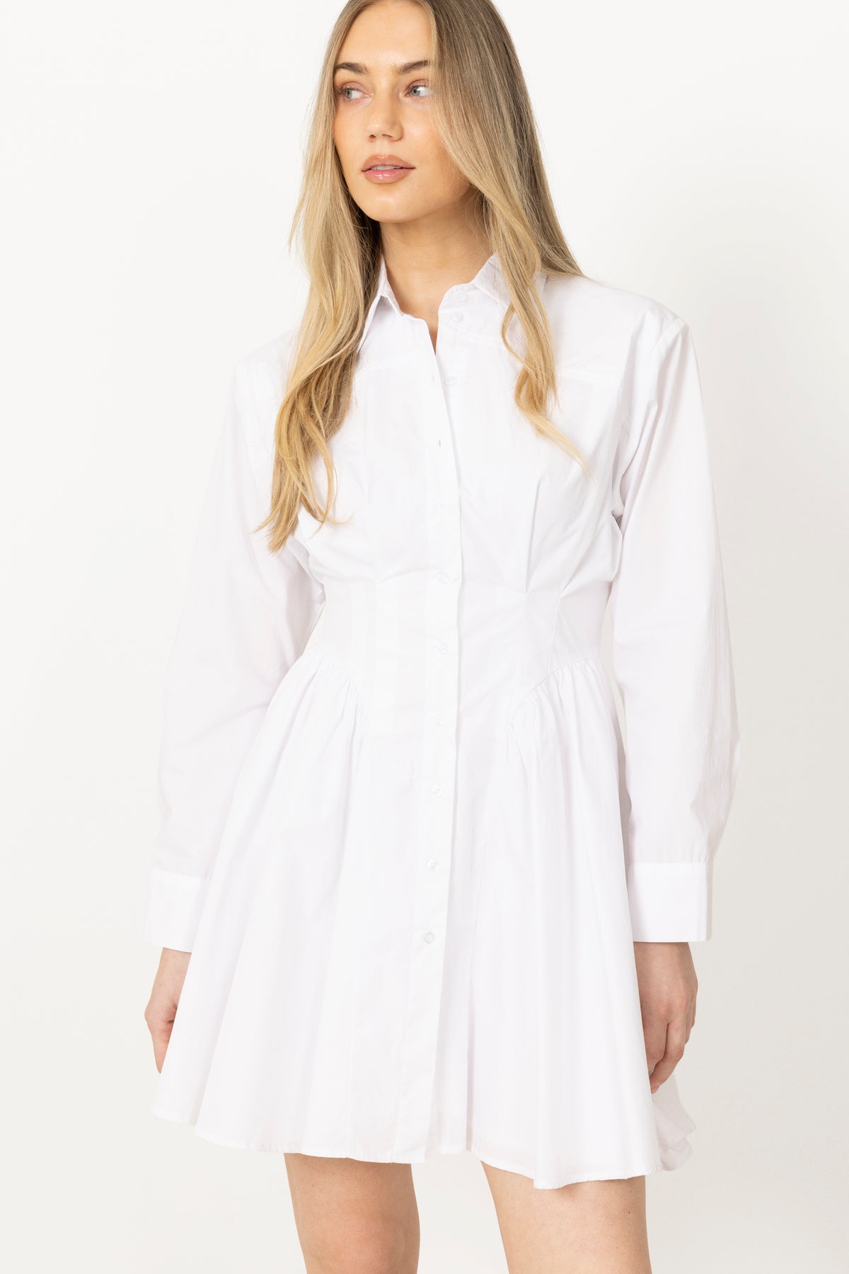Esmeralda Poplin Shirt Dress - White