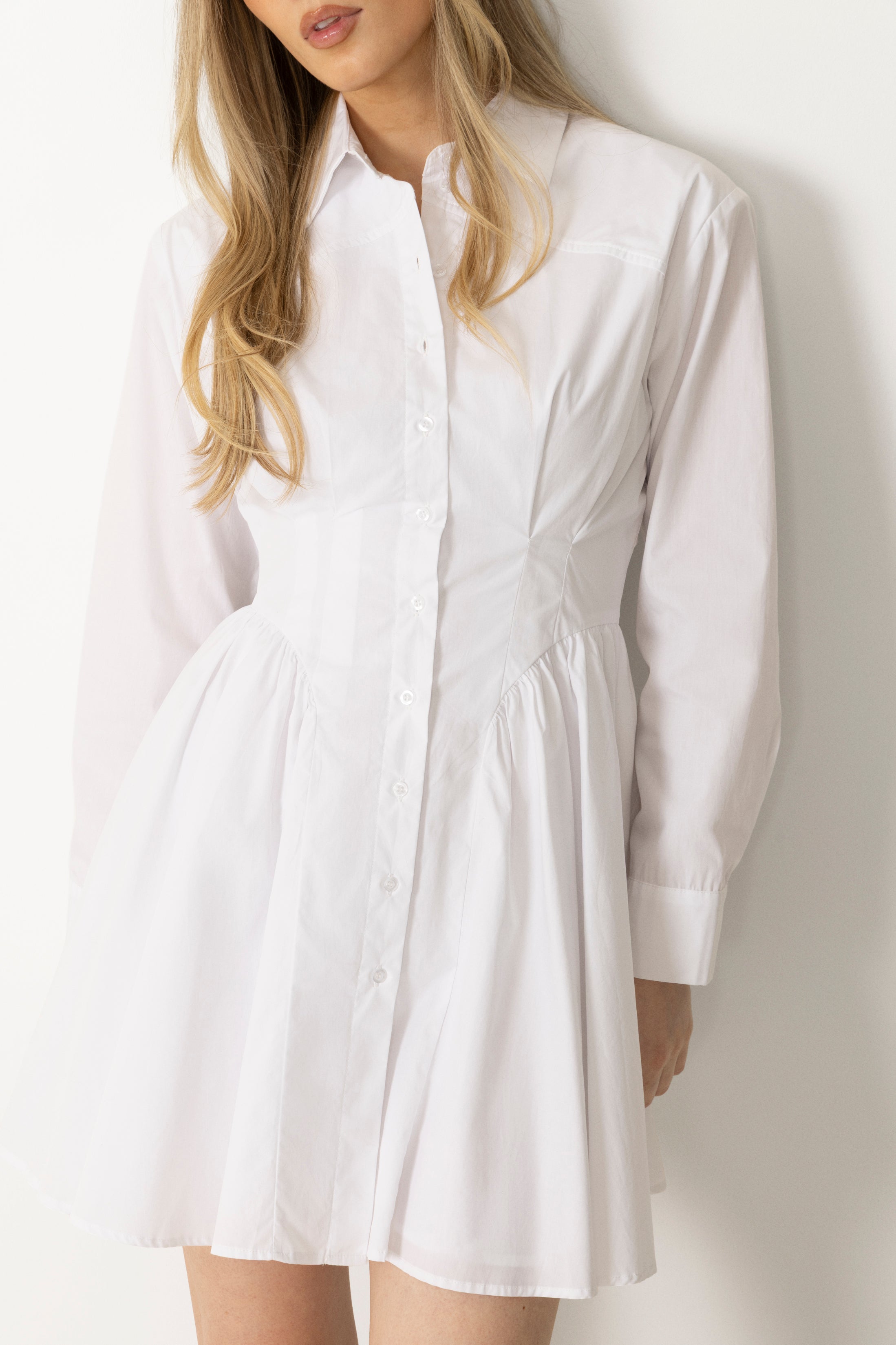Esmeralda Poplin Shirt Dress - White