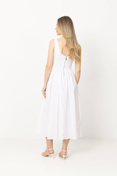 Elva Cotton Poplin Dress - White