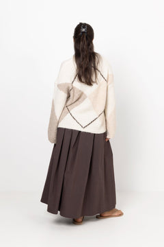 Inga Check Fluff Knit Blouse - Creme