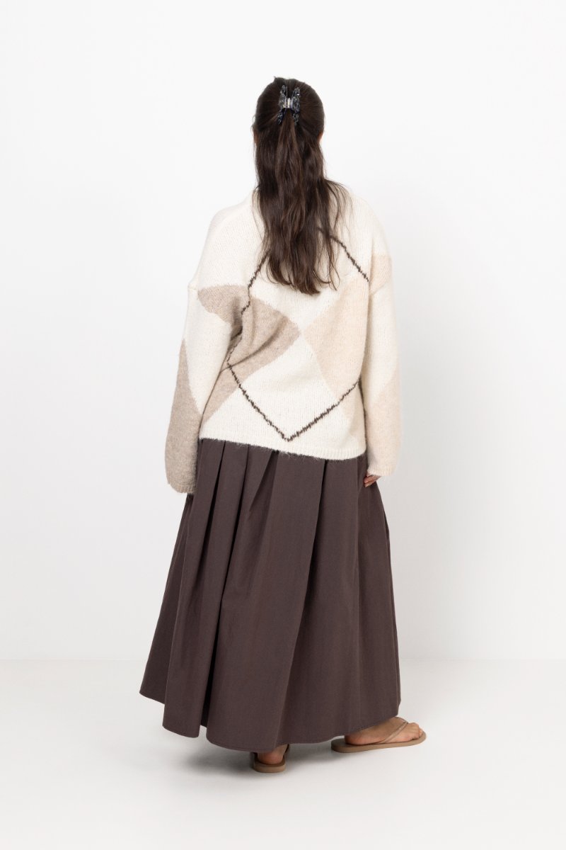 Inga Check Fluff Knit Blouse - Creme
