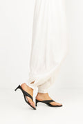 Kitten Heel Leather Mule - Black