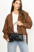 Leather Knot Scarf Bag - Black