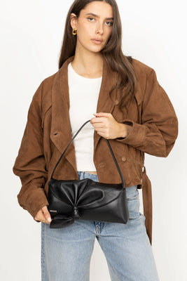 Leather Knot Scarf Bag - Svart