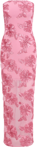 3D Mesh Maxi Dress - Sea Pink